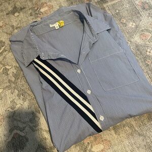 Navy stripe shirt dress